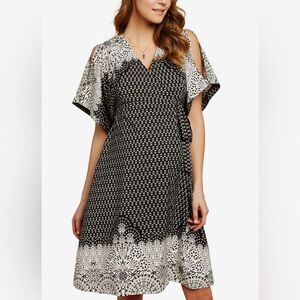 Jessica Simpson‎ Maternity Black White Print Wrap Dress- Small Polyester